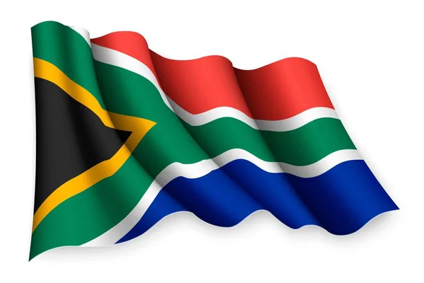 现实地挥动着南非国旗 — 图库矢量图片