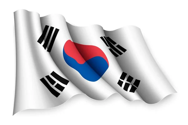Dél Korea Reális Lengő Zászlója — Stock Vector