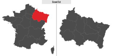 Fransa 'nın Grand Est bölgesinin haritası ve Fransız haritasındaki konumu