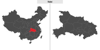 Çin 'in Hubei bölgesinin haritası ve Çin haritasındaki konumu