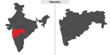 Hindistan 'ın Maharashtra eyaletinin haritası ve Hint haritasındaki konumu