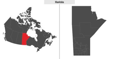 Kanada 'nın Manitoba eyaletinin haritası ve Kanada haritasında yeri