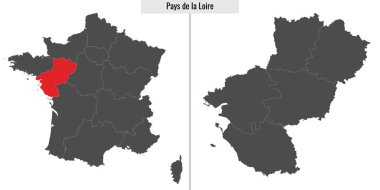 Fransa 'nın Pays de la Loire bölgesinin haritası ve Fransız haritasındaki konumu