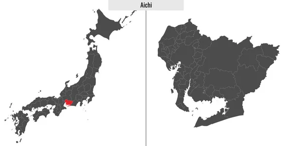 Mapa Prefeitura Aichi Japão Localização Mapa Japonês — Vetor de Stock