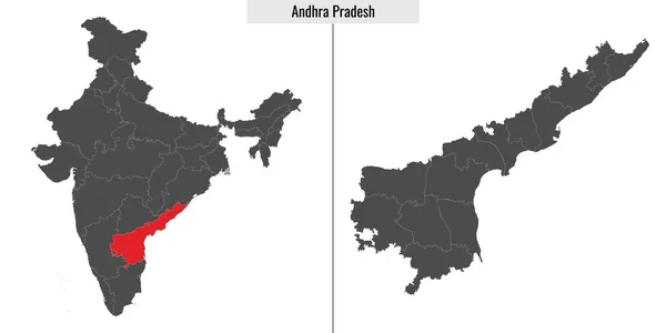 Mapa Andhra Pradesh Státu Indie Umístění Mapě Indie — Stockový vektor