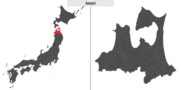 Χάρτης Του Νομού Αομόρι Της Ιαπωνίας Και Τοποθεσία Στον Ιαπωνικό — Διανυσματικό Αρχείο