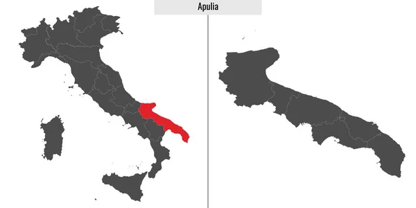 Mappa Puglia Provincia Italia Posizione Sulla Mappa Italiana — Vettoriale Stock