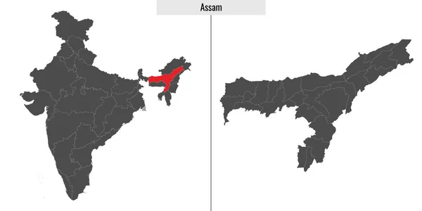 Mapa Assam Stan Indie Lokalizacja Mapie Indii — Wektor stockowy