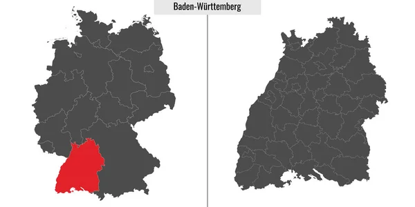 stock vector map of Baden-Wurttemberg state of Germany and location on German map