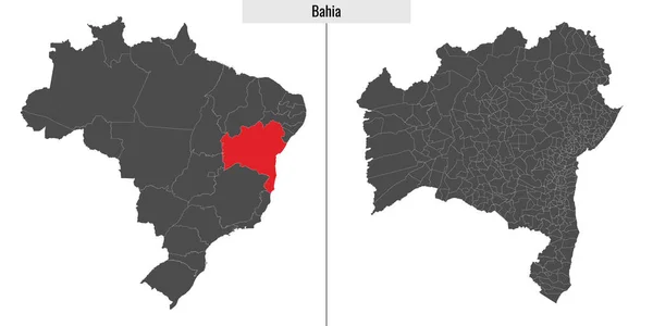 Mapa Bahia Stan Brazylia Lokalizacja Mapie Brazylii — Wektor stockowy