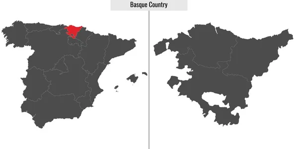 西班牙巴斯克自治区地图和西班牙地图上的位置 — 图库矢量图片