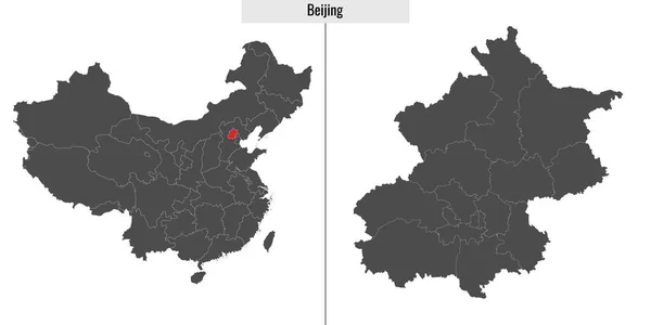 Карта Пекінської Губернії Китаю Розташування Китайській Карті — стоковий вектор