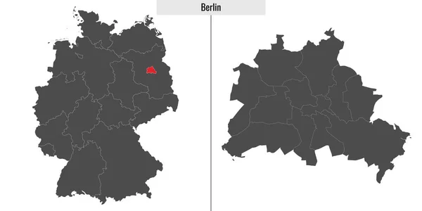 Kaart Van Berlijn Deelstaat Duitsland Locatie Duitse Kaart — Stockvector
