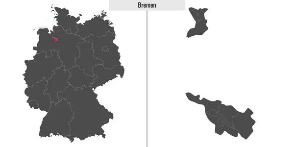 不来梅州地图和德国地图上的位置 — 图库矢量图片