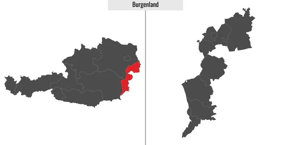 Kaart Van Burgenland Deelstaat Oostenrijk Locatie Oostenrijkse Kaart — Stockvector