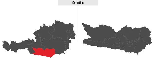 Mapa Carintia Estado Austria Ubicación Mapa Austria — Vector de stock