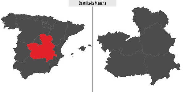 Kaart Van Castilla Mancha Autonome Gemeenschap Van Spanje Locatie Spaanse — Stockvector