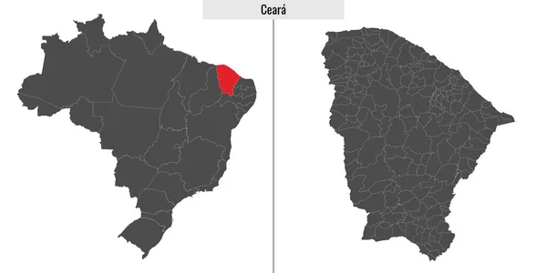 Kaart Van Ceara Deelstaat Brazilië Locatie Kaart Van Brazilië — Stockvector