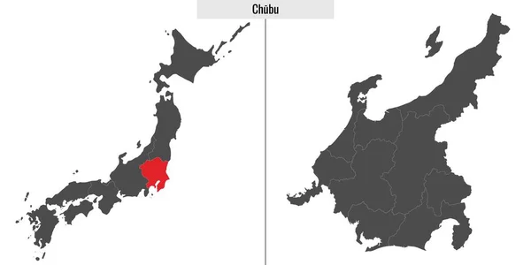 Mapa Chubu Región Japón Ubicación Mapa Japonés — Vector de stock
