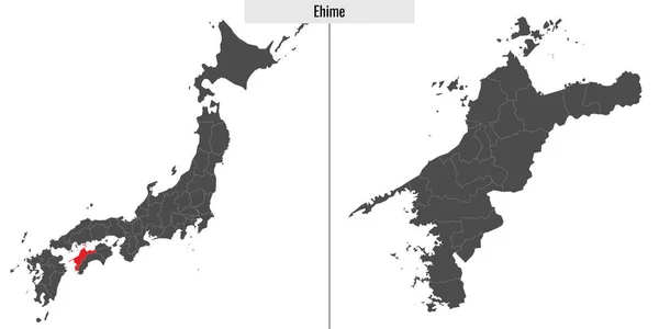 Карта Префектури Ехіме Японії Розташування Японській Карті — стоковий вектор