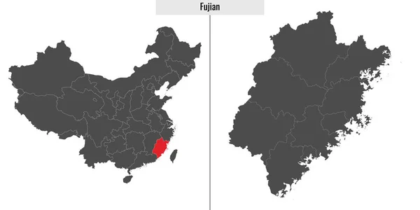 Mappa Fujian Provincia Cina Posizione Sulla Mappa Cinese — Vettoriale Stock