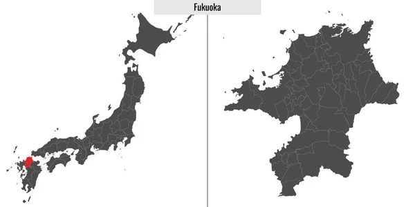 Χάρτης Του Νομού Φουκουόκα Της Ιαπωνίας Και Τοποθεσία Στον Ιαπωνικό — Διανυσματικό Αρχείο
