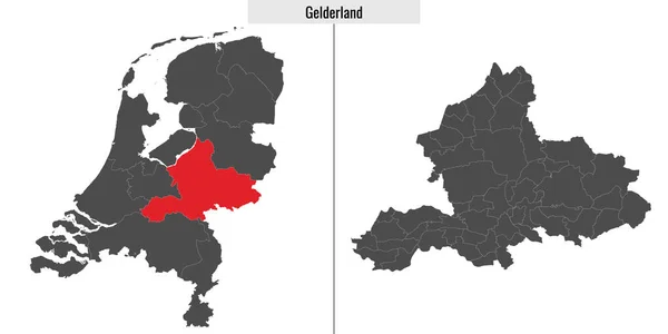 オランダのゲルダーラント州地図とオランダ地図 — ストックベクタ