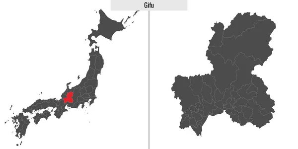 岐阜県地図と日本地図上の場所 — ストックベクタ