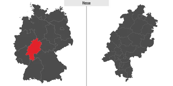 Kaart Van Hessen Deelstaat Duitsland Ligging Duitse Kaart — Stockvector