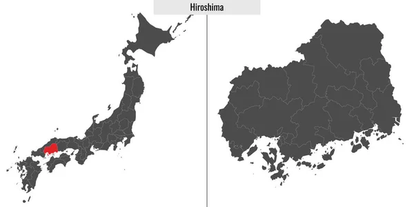 Χάρτης Του Νομού Χιροσίμα Της Ιαπωνίας Και Τοποθεσία Στον Ιαπωνικό — Διανυσματικό Αρχείο