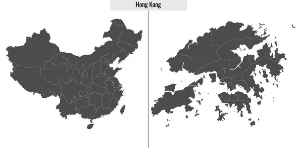 Mappa Hong Kong Provincia Cina Posizione Sulla Mappa Cinese — Vettoriale Stock