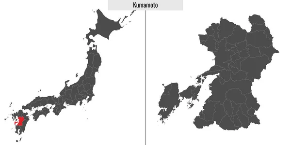 Mapa Prefektury Kumamoto Japonia Lokalizacja Japońskiej Mapie — Wektor stockowy