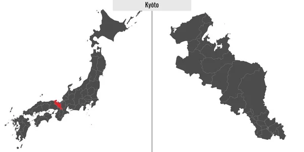 Mapa Kyoto Prefektura Japonii Lokalizacja Japońskiej Mapie — Wektor stockowy