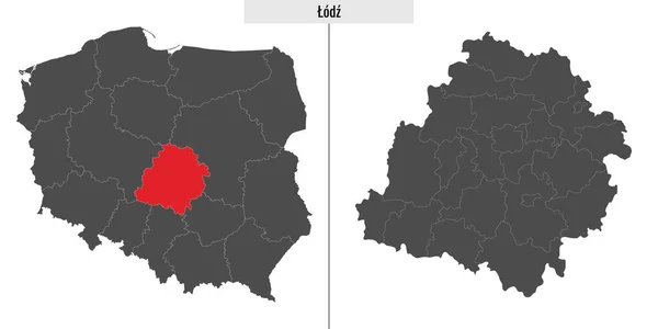 Kaart Van Woiwodschap Lodz Polen Locatie Poolse Kaart — Stockvector
