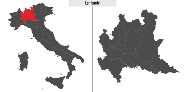 Mapa Província Lombardia Itália Localização Mapa Italiano —  Vetores de Stock