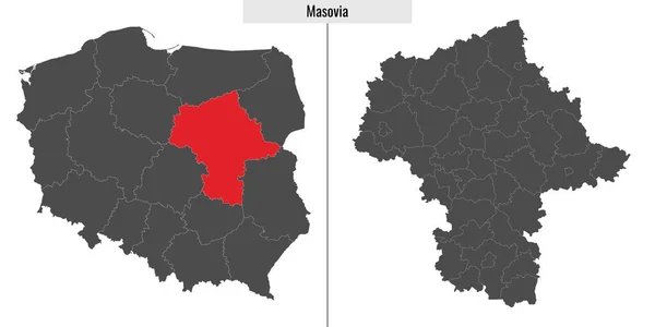 Kaart Van Woiwodschap Mazovië Polen Locatie Kaart Van Polen — Stockvector