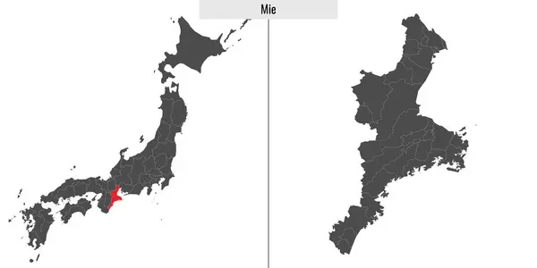 Mappa Prefettura Mie Giappone Posizione Sulla Mappa Giapponese — Vettoriale Stock