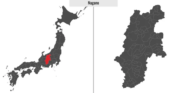 Χάρτης Του Νομού Nagano Της Ιαπωνίας Και Τοποθεσία Στον Ιαπωνικό — Διανυσματικό Αρχείο