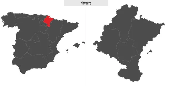 ナバラ自治州地図とスペイン地図上の場所 — ストックベクタ