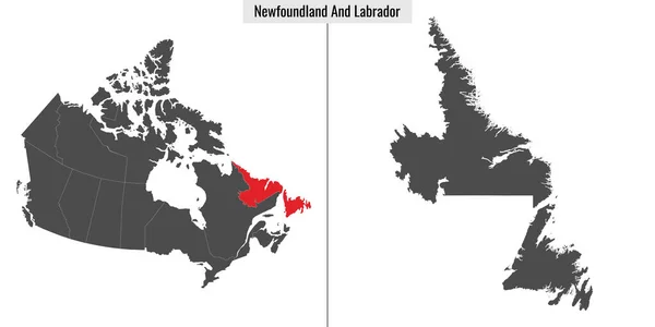 Mapa Newfoundlandu Provincie Labrador Kanady Umístění Mapě Kanady — Stockový vektor