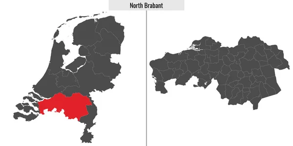 Karta Över Norra Brabant Regionen Nederländerna Och Läge Nederländsk Karta — Stock vektor