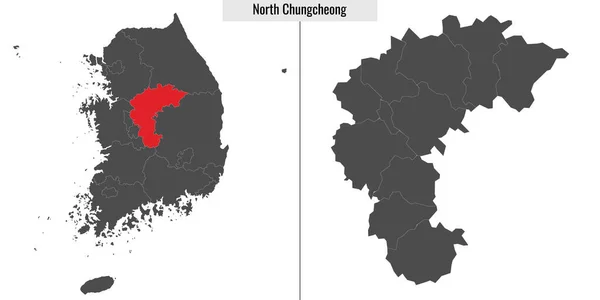 韩国北中川州地图和韩国地图上的位置 — 图库矢量图片