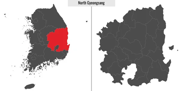 韩国北部庆尚州地图和韩国地图上的位置 — 图库矢量图片