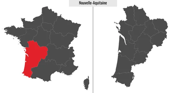 Kaart Van Nouvelle Aquitaine Regio Van Frankrijk Locatie Franse Kaart — Stockvector