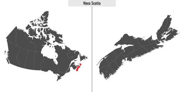 Mapa Nueva Escocia Provincia Canadá Ubicación Mapa Canadá — Vector de stock