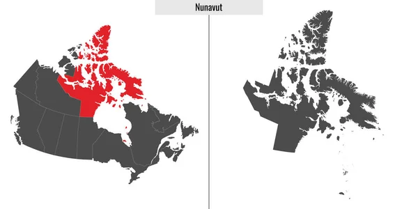 加拿大努纳武特省地图和加拿大地图上的位置 — 图库矢量图片