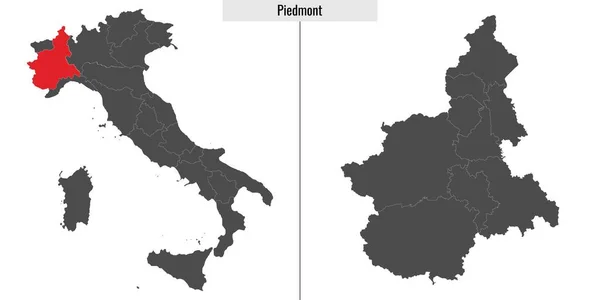 意大利皮埃蒙特省地图和意大利地图上的位置 — 图库矢量图片
