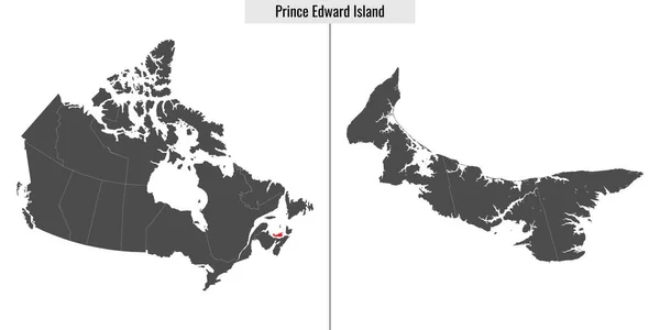 加拿大爱德华王子岛省地图和加拿大地图上的位置 — 图库矢量图片