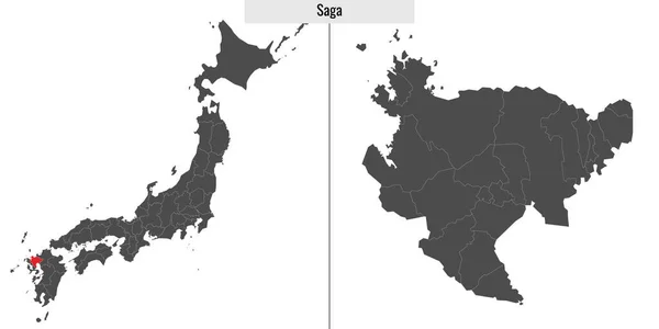 Mappa Prefettura Saga Del Giappone Posizione Sulla Mappa Giapponese — Vettoriale Stock