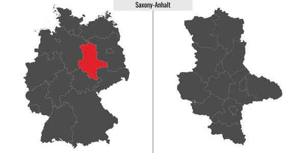 Kaart Van Saksen Anhalt Deelstaat Duitsland Ligging Duitse Kaart — Stockvector